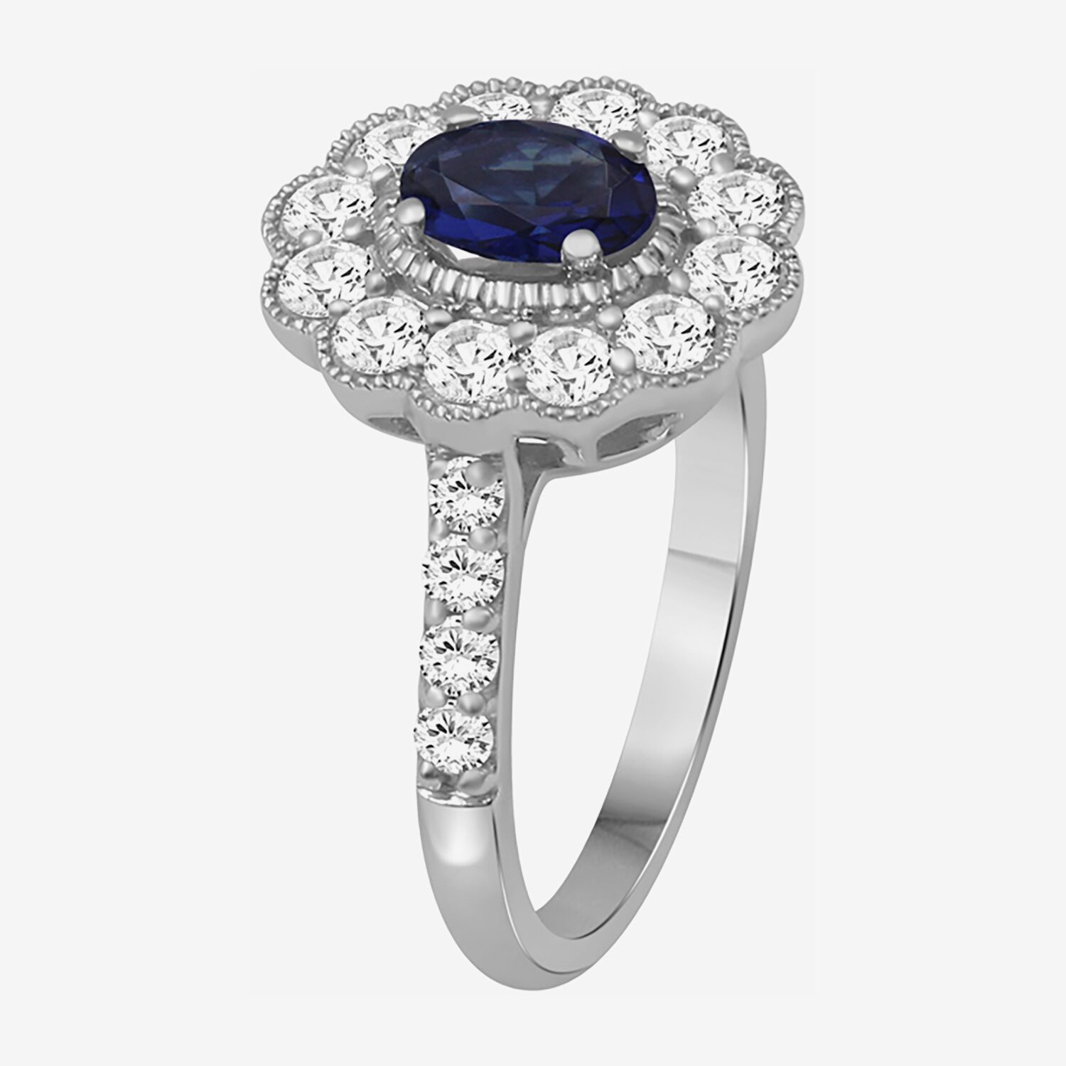 Womens Oval-cut Gemstone & 1 CT. T.W. Lab-Grown Diamond 10K Gold Halo Cocktail Ring