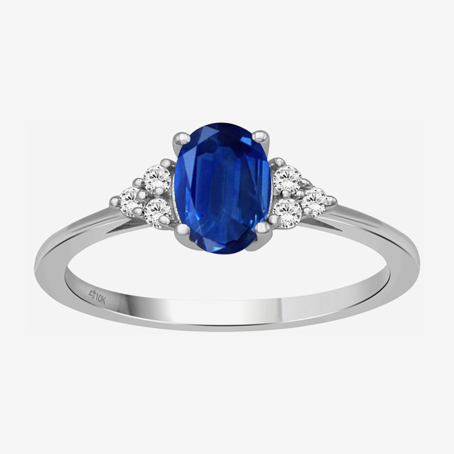 Womens Gemstone & 1/10 CT. T.W. Natural Diamond 10K Gold Oval Cocktail Ring