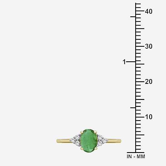 Womens Gemstone & 1/10 CT. T.W. Natural Diamond 10K Gold Oval Cocktail Ring
