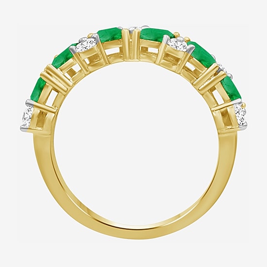 Womens 2MM Gemstone & 1/3 CT. T.W. Natural Diamond 10K Gold Marquise Band