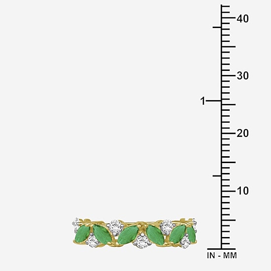 Womens 2MM Gemstone & 1/3 CT. T.W. Natural Diamond 10K Gold Marquise Band