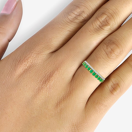 Womens Gemstone & 1/6 CT. T.W. Natural Diamond 10K Gold Band