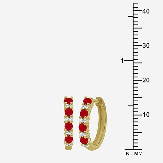 Womens Gemstone & 1/10 CT. T.W. Natural Diamond 10K Gold 15.4mm Hoop Earrings