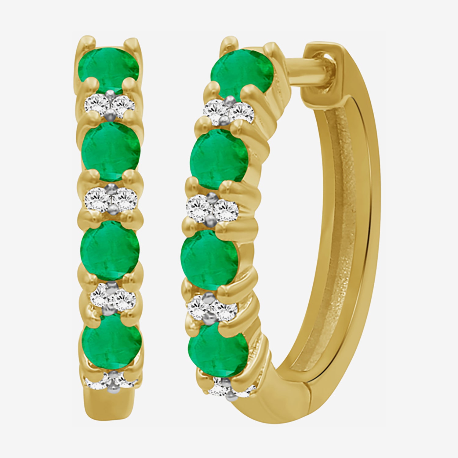 Womens Gemstone & 1/10 CT. T.W. Natural Diamond 10K Gold 15.4mm Hoop Earrings