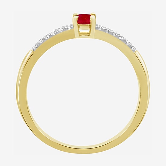 Womens Gemstone & 1/10 CT. T.W. Natural Diamond 10K Gold Cocktail Ring