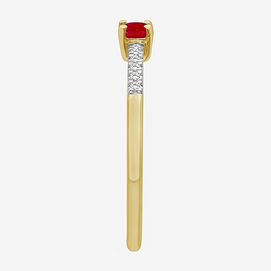 Womens Gemstone & 1/10 CT. T.W. Natural Diamond 10K Gold Cocktail Ring