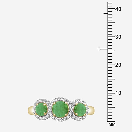 Womens Gemstone & 1/5 CT. T.W. Natural Diamond 10K Gold 3-Stone Cocktail Ring