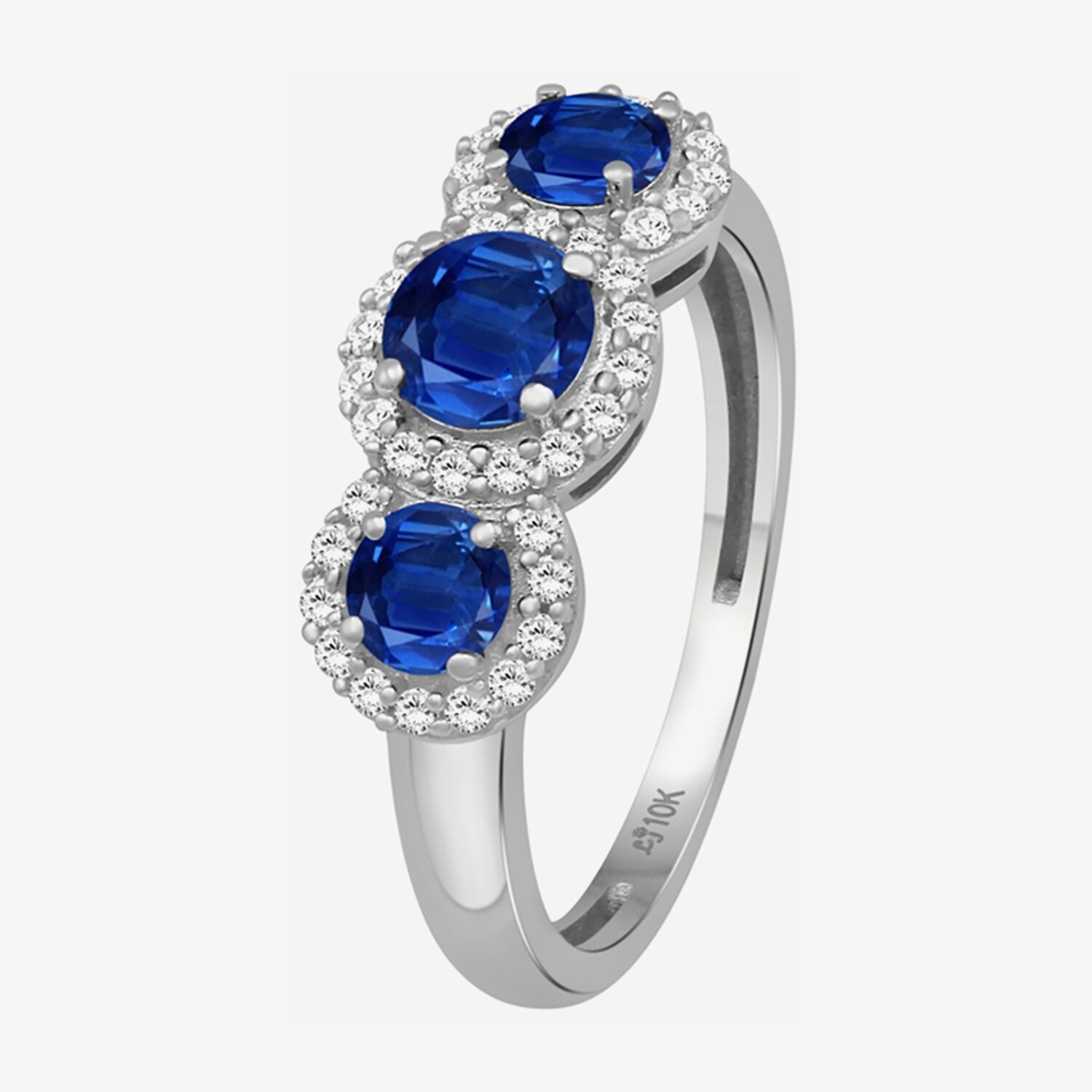 Womens Gemstone & 1/5 CT. T.W. Natural Diamond 10K Gold 3-Stone Cocktail Ring