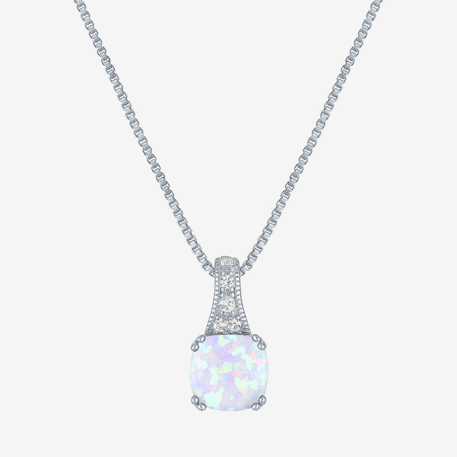 Gemstone Sterling Silver Cushion Pendant Necklace