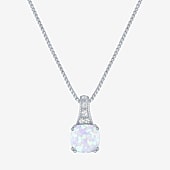 Gemstone Sterling Silver Cushion Pendant Necklace