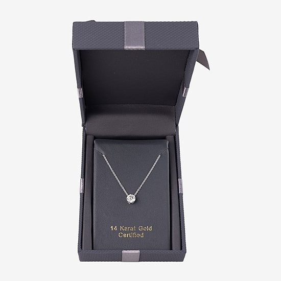 Floating Diamonds (F / Vs2) Womens 1 CT. T.W. Lab Grown White Diamond 14K Gold Round 18 Inch Pendant Necklace