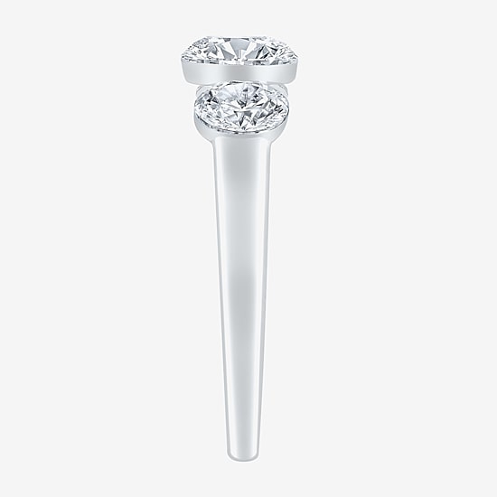 Floating Diamonds (F / Vs2) Womens 3 CT. T.W. Lab Grown White Diamond 14K Gold 3-Stone Engagement Ring