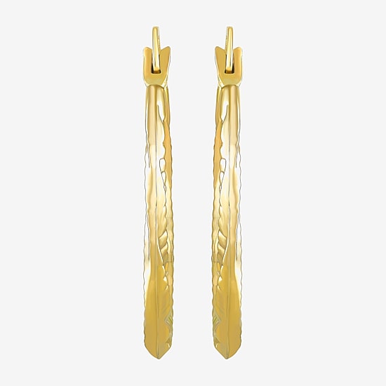 Croissant Womens 10K Gold 21.1mm Round Hoop Earrings