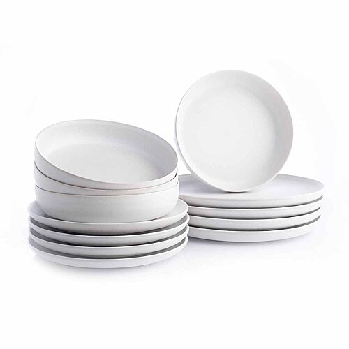 Stone Lain Macchio 12-pc. Stoneware Dinnerware Set In White