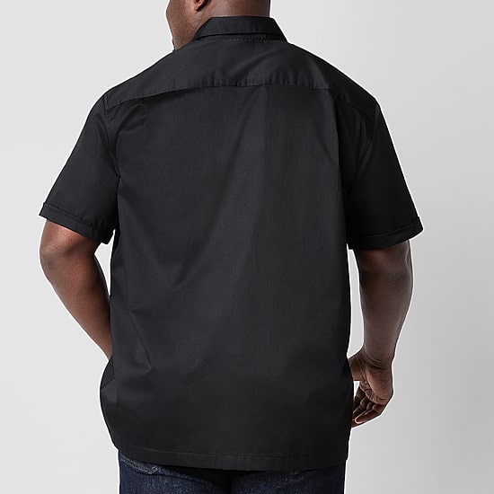 Shaquille O'Neal XLG™ Satin Utility Mens Short Sleeve Regular Fit Big and Tall Button-Down Shirt