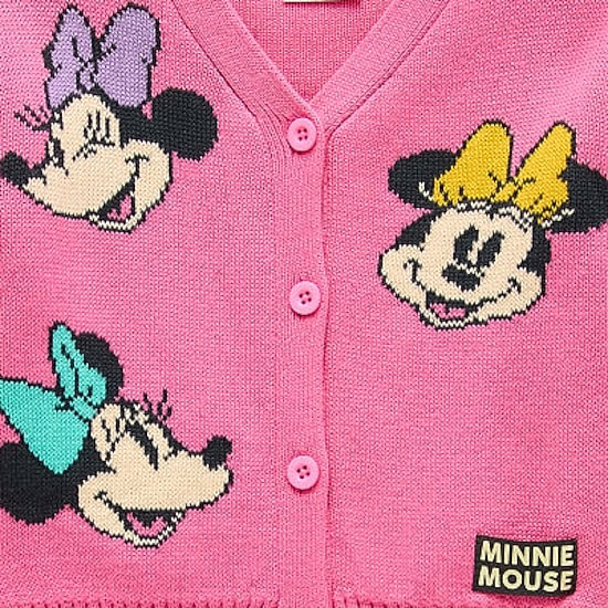 Toddler Girls V Neck Long Sleeve Button Minnie Mouse Cardigan