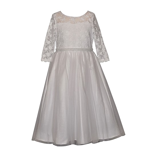 Bonnie Jean Little & Big Kid Girls Lace 3/4 Sleeve Flower Girl Fit + Flare Dress