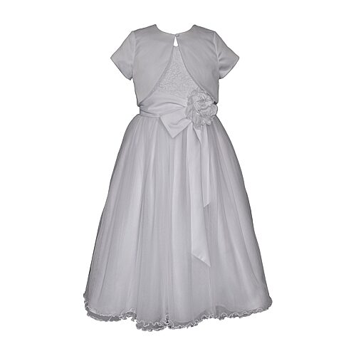 Bonnie Jean Little & Big Kid Girls Short Sleeve Cap Satin Fit + Flare Dress In White