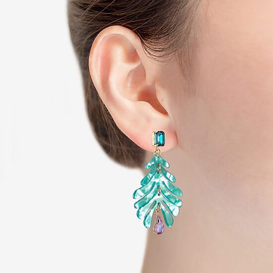 Bijoux Bar Womens Blue Glass Drop Earrings