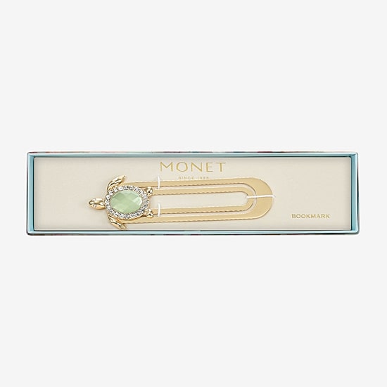 Monet Jewelry Turtle Green Glass Pin