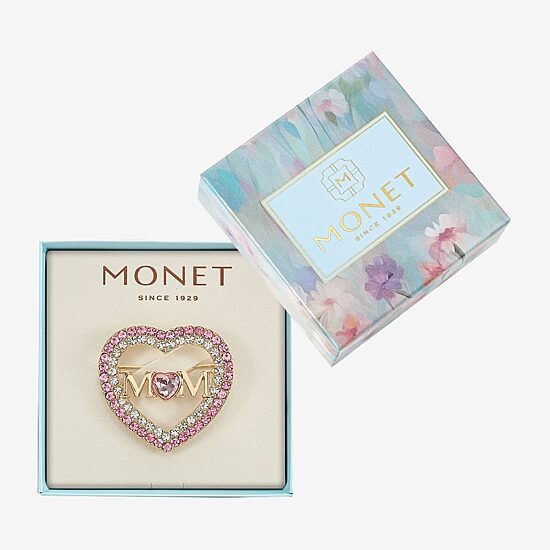 Monet Jewelry Mom Pink Glass Pin