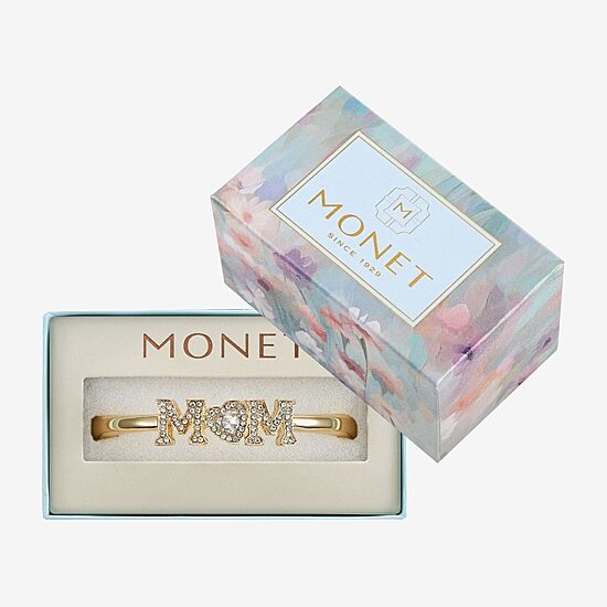 Monet Jewelry Mom Womens Glass Heart Bangle Bracelet