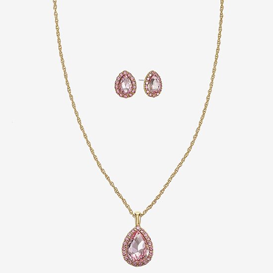 Monet Jewelry Womens Pink Glass Pear 2-pc. Jewelry Set