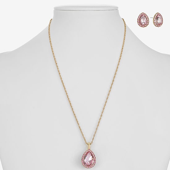 Monet Jewelry Womens Pink Glass Pear 2-pc. Jewelry Set