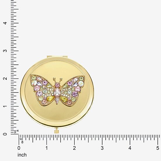 Monet Jewelry Gold Tone Butterfly Compact Mirror