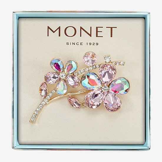 Monet Jewelry Pink Glass Pin