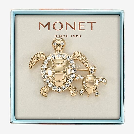 Monet Jewelry Turtle Glass Pin