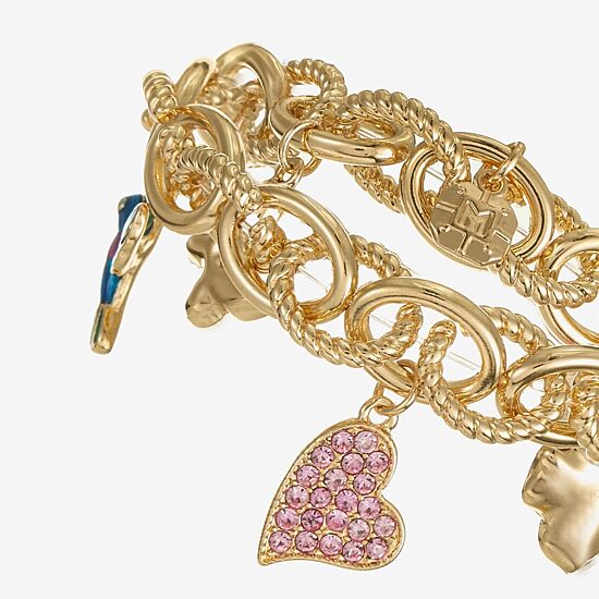Monet Jewelry Mom Womens Pink Glass Flower Heart Stretch Bracelet