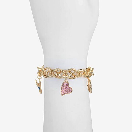 Monet Jewelry Mom Womens Pink Glass Flower Heart Stretch Bracelet