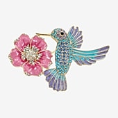 Monet Jewelry Hummingbird Multi Color Glass Pin