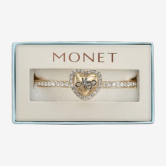Monet Jewelry Mom Womens Glass Heart Bangle Bracelet