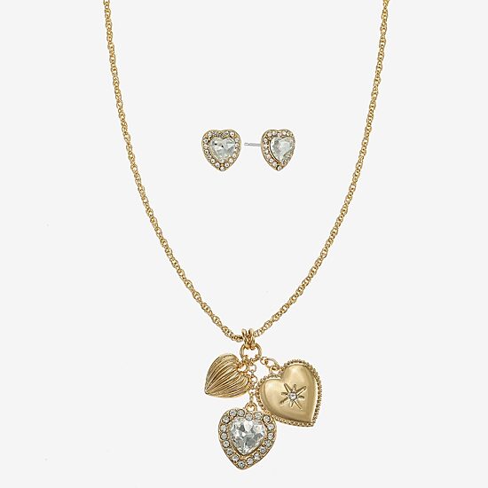 Monet Jewelry Womens Glass Heart 2-pc. Jewelry Set