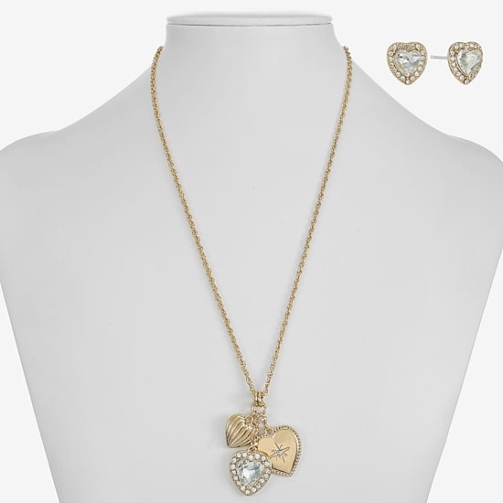 Monet Jewelry Womens Glass Heart 2-pc. Jewelry Set