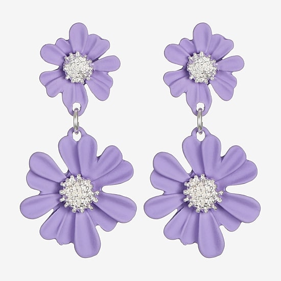Liz Claiborne Womens Flower Hypoallergenic Drop Earrings