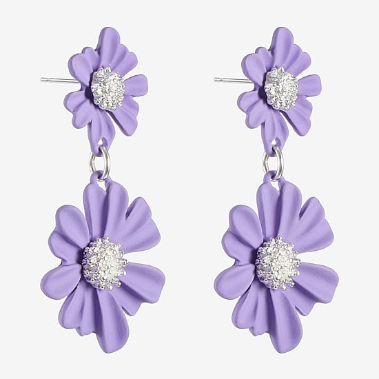 Liz Claiborne Womens Flower Hypoallergenic Drop Earrings