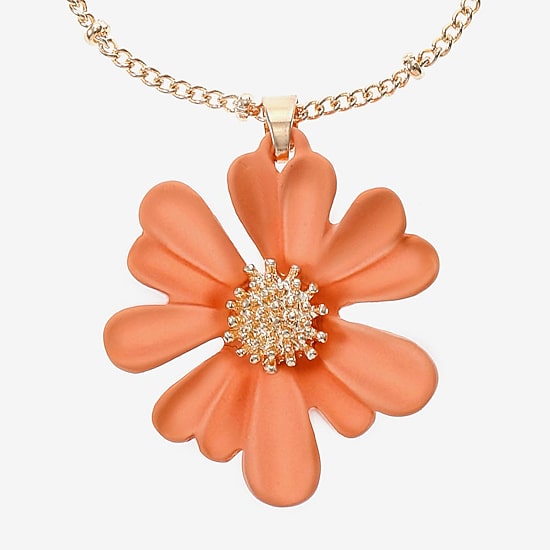 Liz Claiborne Womens Flower 17 Inch Pendant Necklace