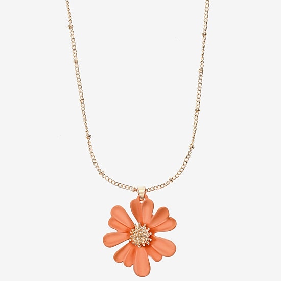 Liz Claiborne Womens Flower 17 Inch Pendant Necklace