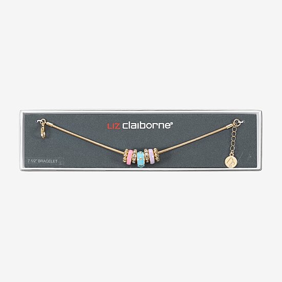 Liz Claiborne Womens Glass Charm Bracelet
