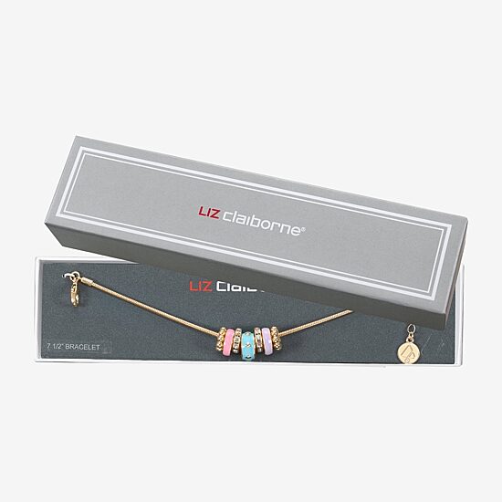 Liz Claiborne Womens Glass Charm Bracelet