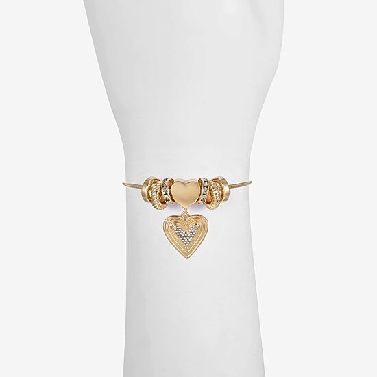 Liz Claiborne Womens Glass Heart Charm Bracelet