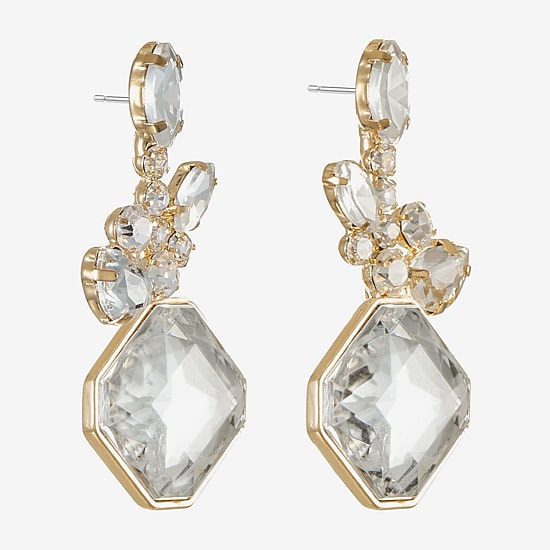 Monet Jewelry Timeless Womens Glass Square Hypoallergenic Drop Earrings