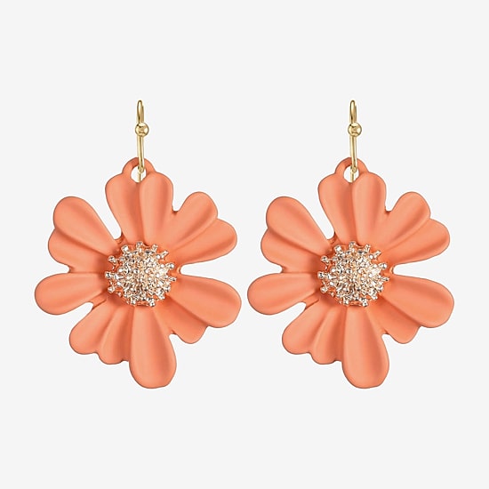 Liz Claiborne Womens Flower Drop Earrings