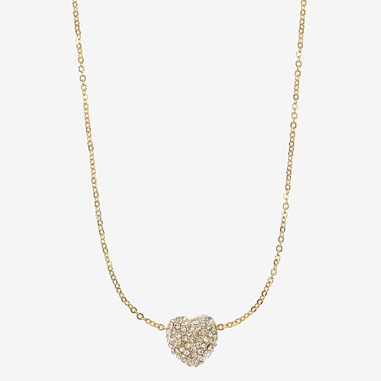 Monet Jewelry Womens Glass Heart 18 Inch Pendant Necklace