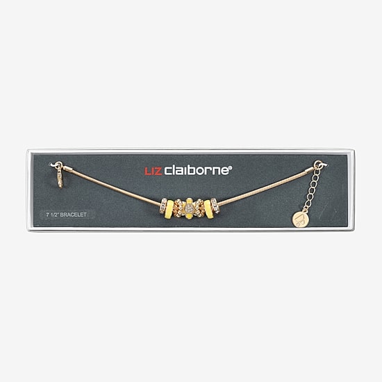 Liz Claiborne Womens Glass Flower Charm Bracelet