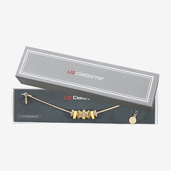 Liz Claiborne Womens Glass Flower Charm Bracelet