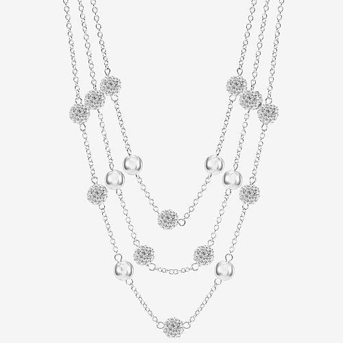 Monet Jewelry Womens Pink Glass 18 Inch Strand Necklace, One Size, Silver